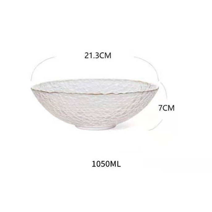 Quadrangle Glass Bowl Salad Bowl With Hammer Pattern In Gilt Edge - Mubimart -  