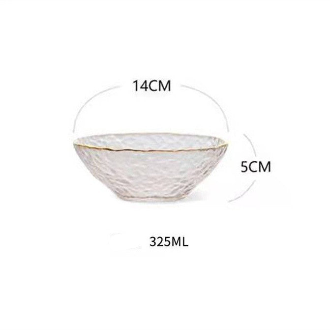 Quadrangle Glass Bowl Salad Bowl With Hammer Pattern In Gilt Edge - Mubimart -  