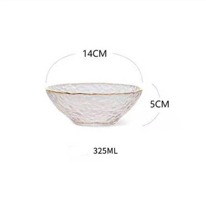 Quadrangle Glass Bowl Salad Bowl With Hammer Pattern In Gilt Edge - Mubimart