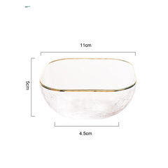 Quadrangle Glass Bowl Salad Bowl With Hammer Pattern In Gilt Edge - Mubimart -  