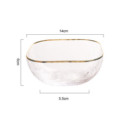 Quadrangle Glass Bowl Salad Bowl With Hammer Pattern In Gilt Edge - Mubimart -  