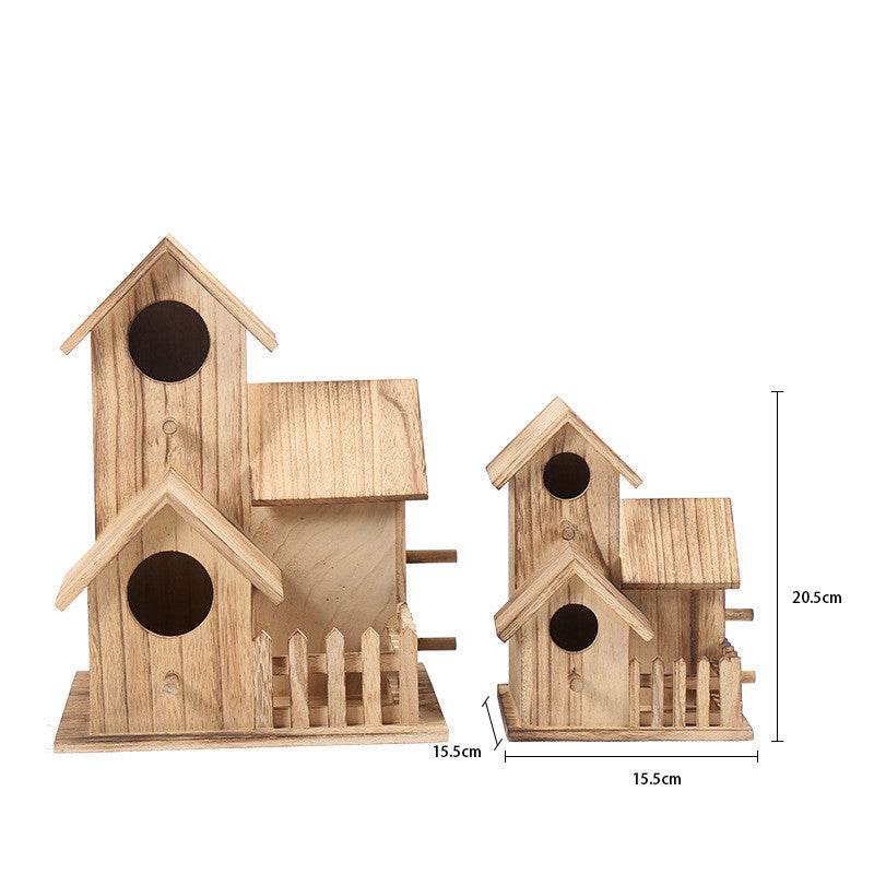 Quality Bird Nest Creative Solid Wood Diy Crafts Three Parrot Cage Outdoor Garden Bird House - Mubimart
