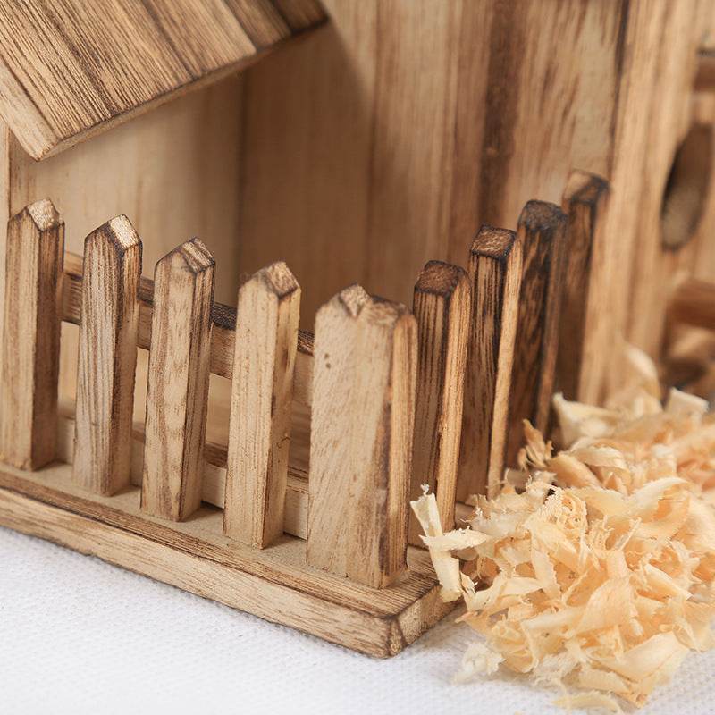 Quality Bird Nest Creative Solid Wood Diy Crafts Three Parrot Cage Outdoor Garden Bird House - Mubimart