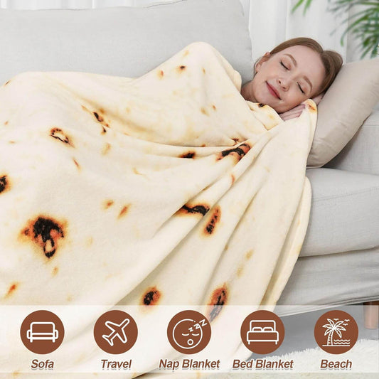 RAINBEAN 71IN Burritos Double Sided Blankets Adult Size, Tortilla Blanket For Kids, Cool Stuff Gifts For Man And Boys, Novelty Food Wrap Blanket, Taco Blankets For Birthday Gifts White Elephant - Mubimart