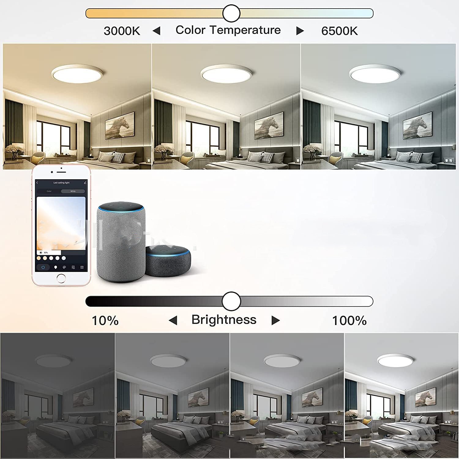 RGBCW Full Color Dimming Smart APP Bluetooth Voice Ceiling Light - Mubimart -  