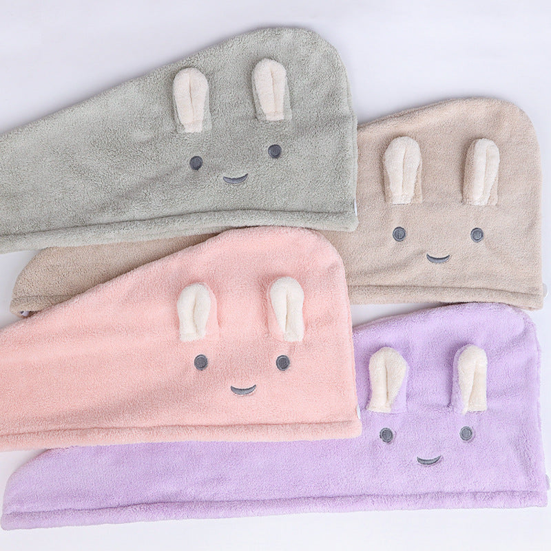 Rabbit Ear Dry Hair Cap Absorbent And Quick-drying Coral Fleece Dry Hair Towel - Mubimart -  