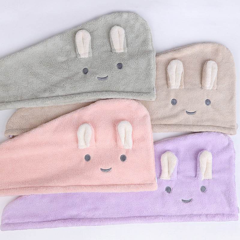Rabbit Ear Dry Hair Cap Absorbent And Quick-drying Coral Fleece Dry Hair Towel - Mubimart