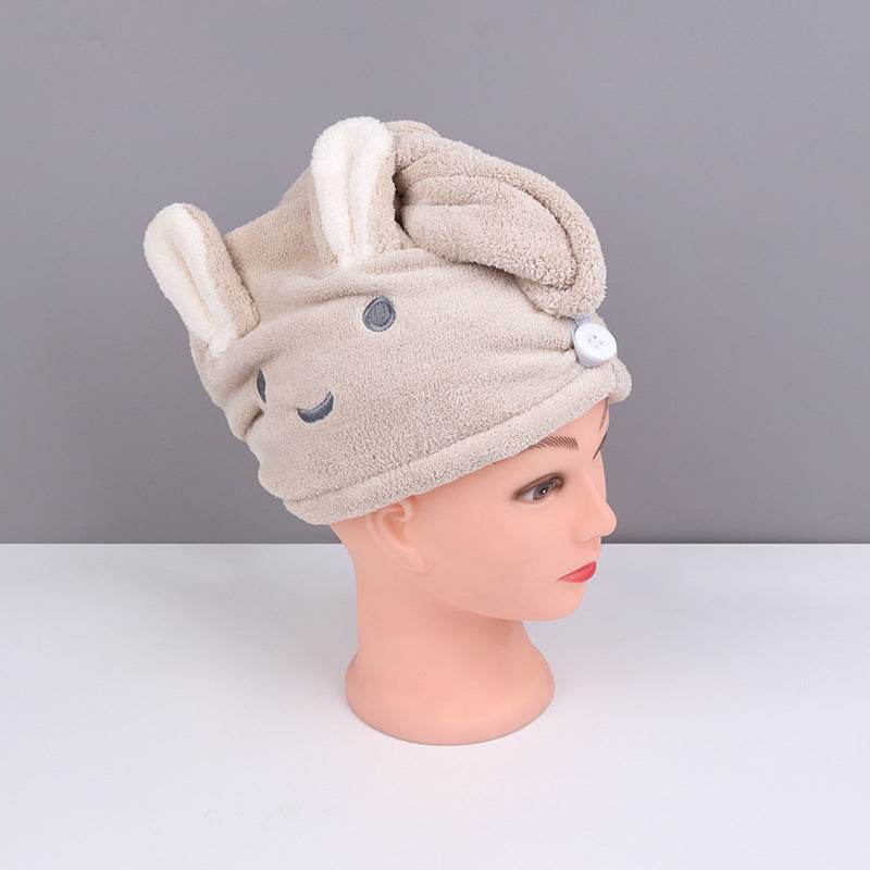 Rabbit Ear Dry Hair Cap Absorbent And Quick-drying Coral Fleece Dry Hair Towel - Mubimart