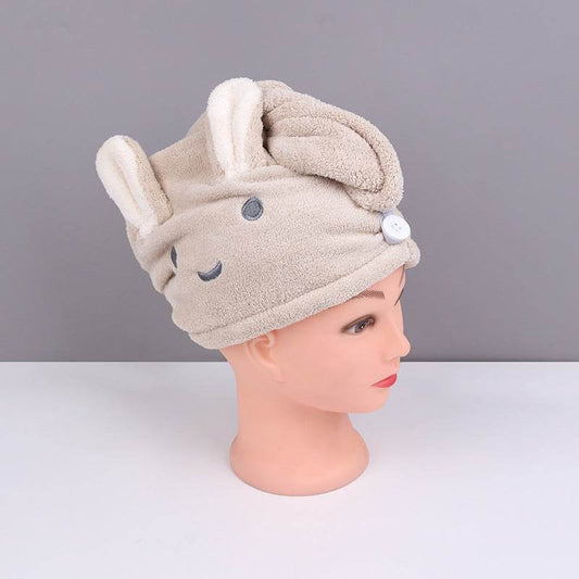 Rabbit Ear Dry Hair Cap Absorbent And Quick-drying Coral Fleece Dry Hair Towel - Mubimart