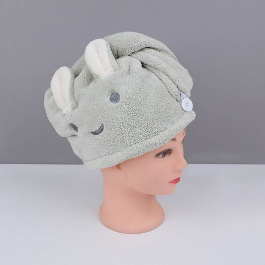 Rabbit Ear Dry Hair Cap Absorbent And Quick-drying Coral Fleece Dry Hair Towel - Mubimart