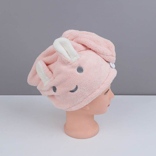 Rabbit Ear Dry Hair Cap Absorbent And Quick-drying Coral Fleece Dry Hair Towel - Mubimart