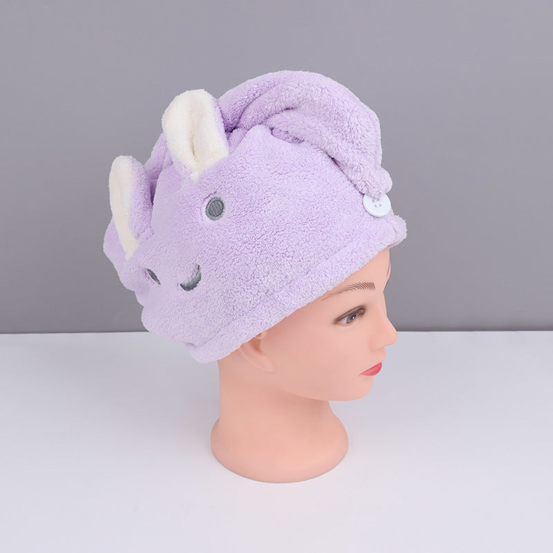 Rabbit Ear Dry Hair Cap Absorbent And Quick-drying Coral Fleece Dry Hair Towel - Mubimart -  