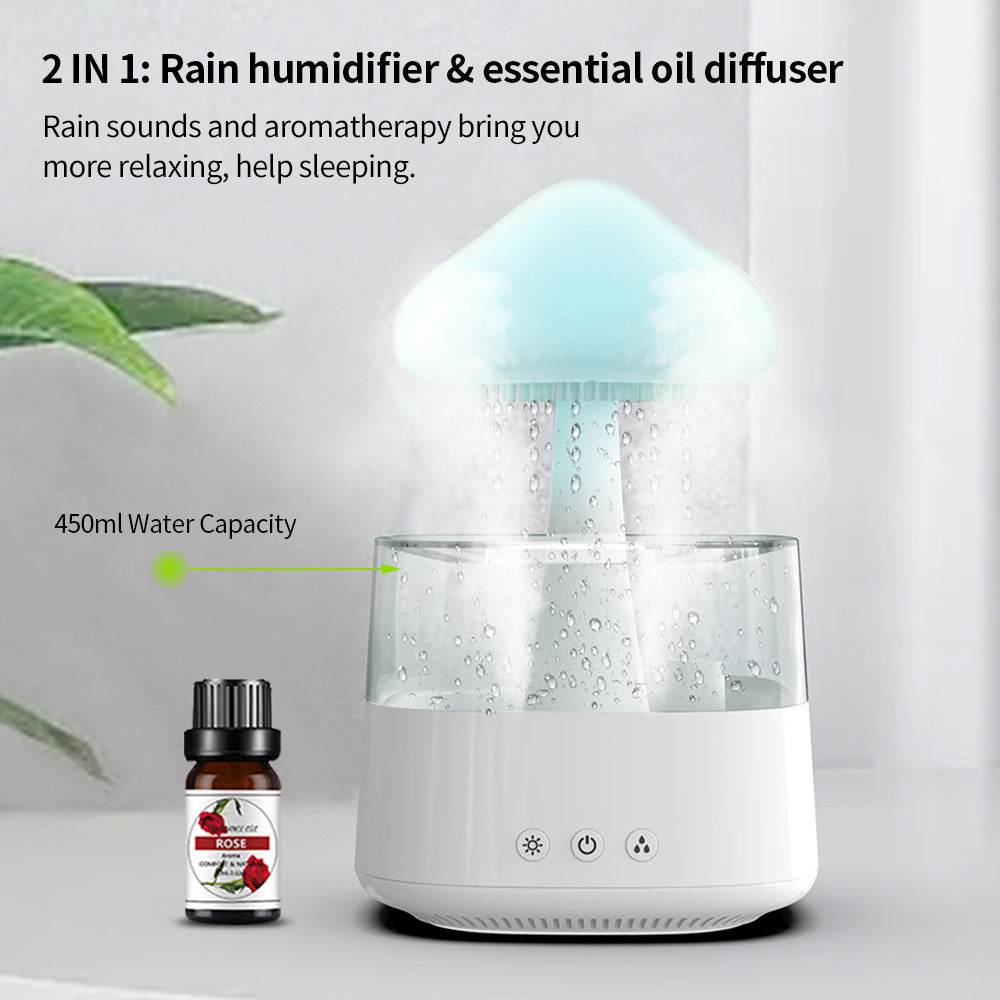 Rain Humidifier Mushroom Humidifier Rain Cloud Humidifier Water Drop Humidifier - Mubimart