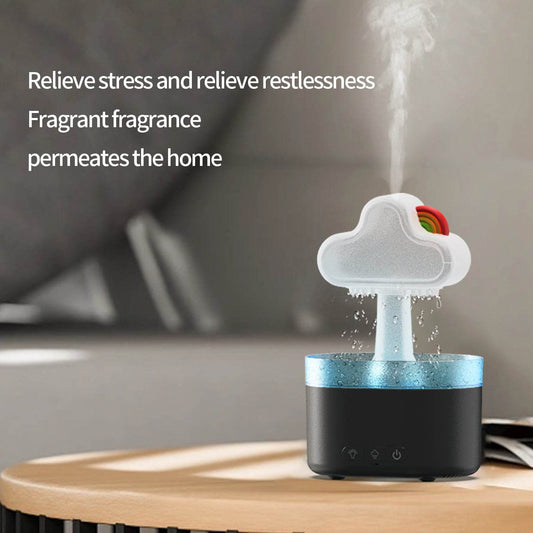 Rainbow After Rain Humidifier Snuggling 500ML Cloud Humidifier Air Home Fogger Mist Ultrasonic Air Humidifier Mushroom Rain Cloud Humidifier With Led Light - Mubimart