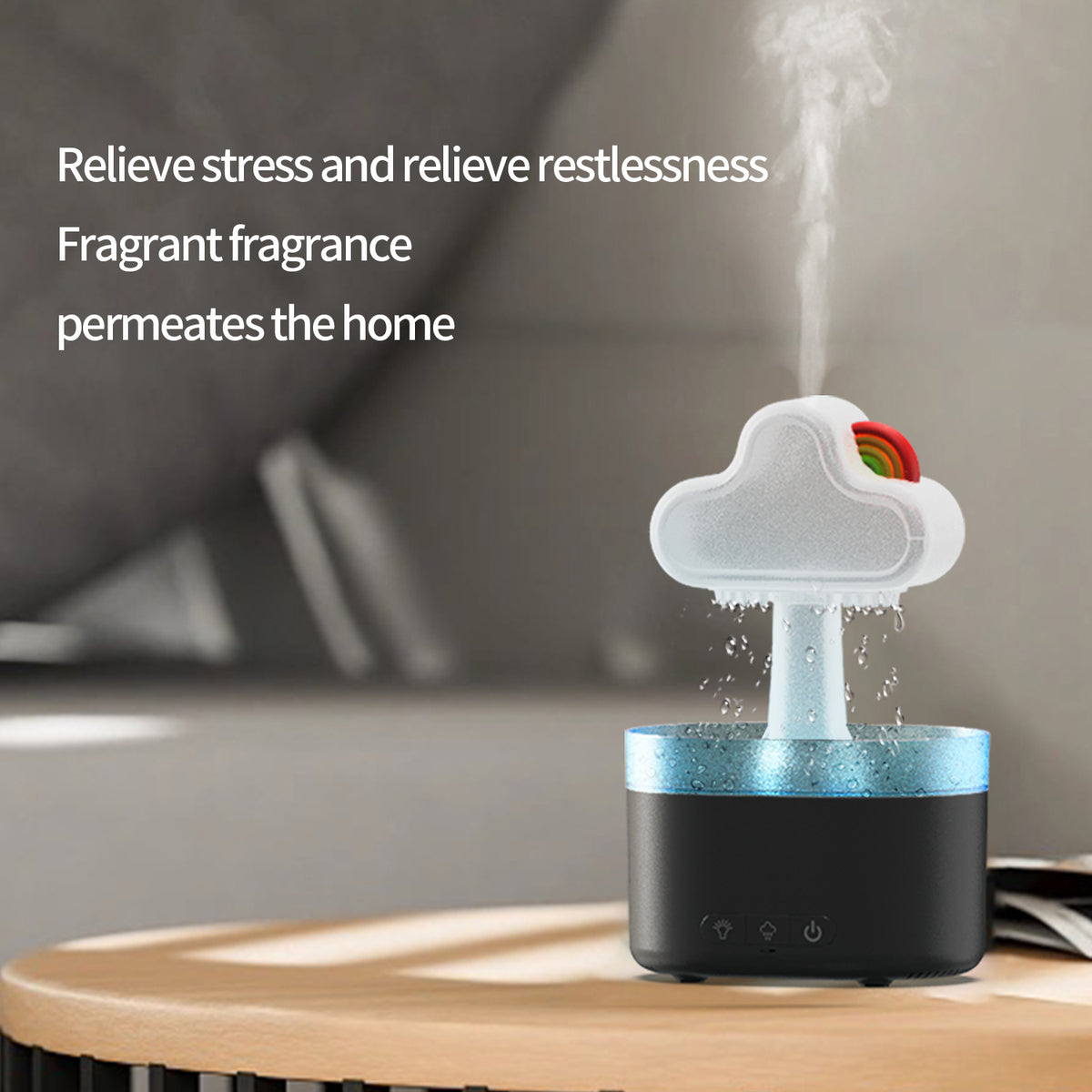 Rainbow After Rain Humidifier Snuggling 500ML Cloud Humidifier Air Home Fogger Mist Ultrasonic Air Humidifier Mushroom Rain Cloud Humidifier With Led Light - Mubimart -  