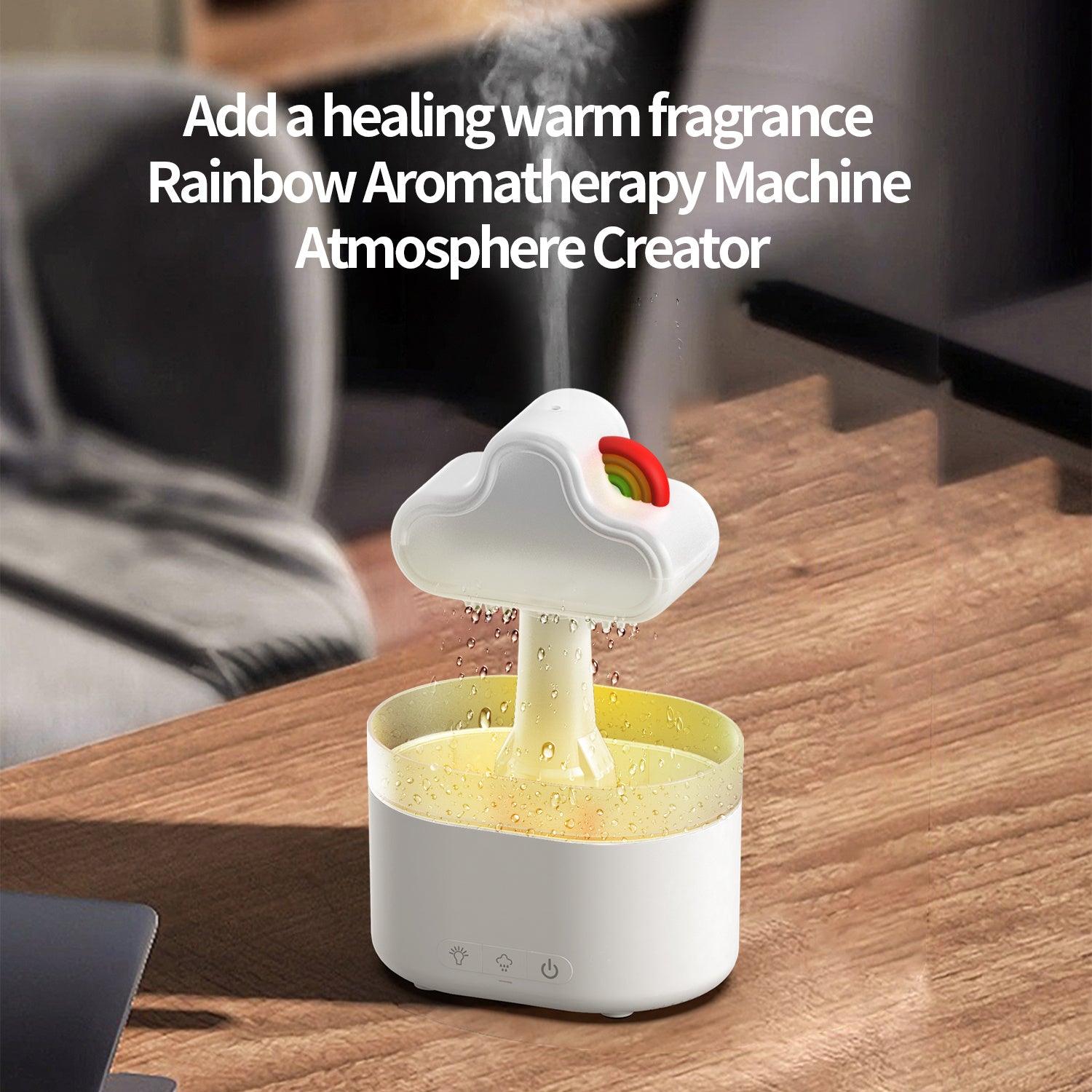 Rainbow After Rain Humidifier Snuggling 500ML Cloud Humidifier Air Home Fogger Mist Ultrasonic Air Humidifier Mushroom Rain Cloud Humidifier With Led Light - Mubimart -  