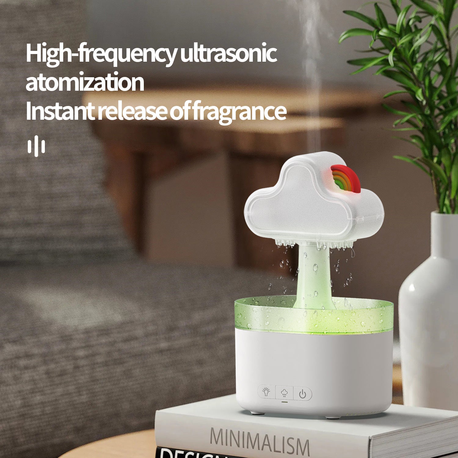 Rainbow After Rain Humidifier Snuggling 500ML Cloud Humidifier Air Home Fogger Mist Ultrasonic Air Humidifier Mushroom Rain Cloud Humidifier With Led Light - Mubimart -  