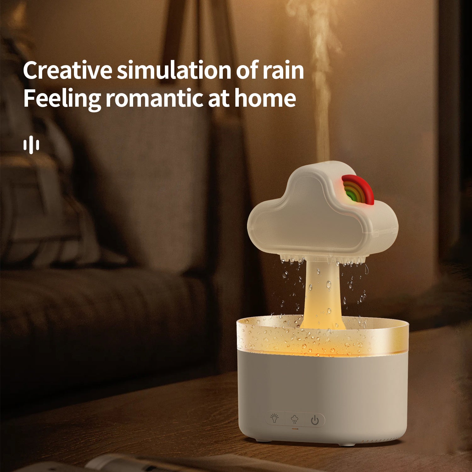 Rainbow After Rain Humidifier Snuggling 500ML Cloud Humidifier Air Home Fogger Mist Ultrasonic Air Humidifier Mushroom Rain Cloud Humidifier With Led Light - Mubimart -  