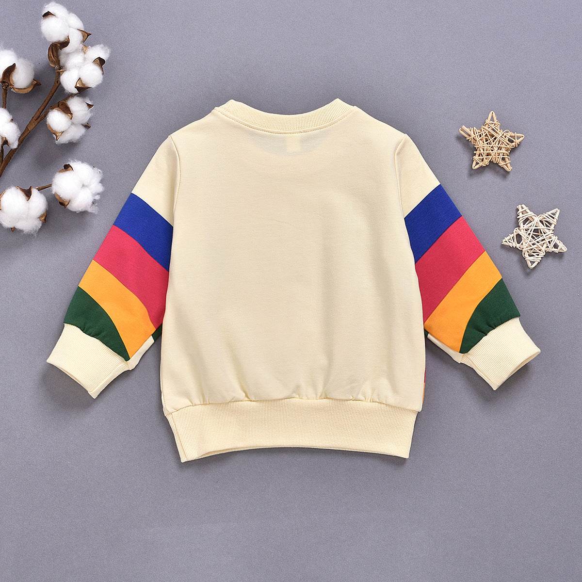 Rainbow Print Long Sleeve Round Neck Children's Clothing For Men And Women - Mubimart