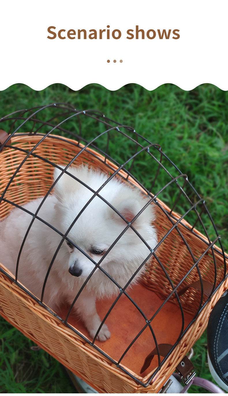 Rattan Bicycle Basket Rear Basket Pet Basket - Mubimart