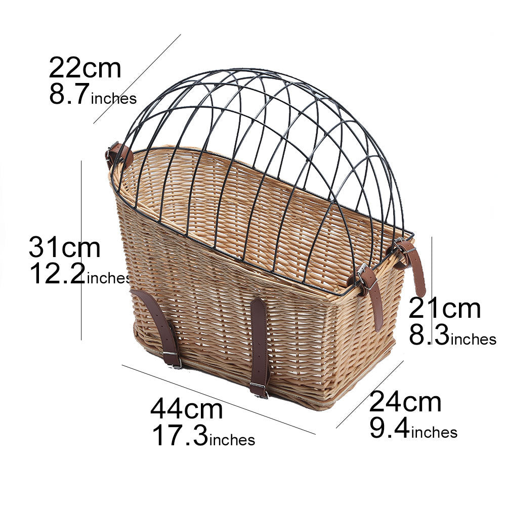 Rattan Bicycle Basket Rear Basket Pet Basket - Mubimart -  