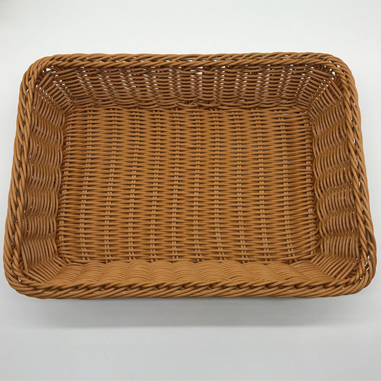 Rattan Storage Basket Plastic Woven Fruit Basket Home Storage Organizing Basket - Mubimart -  