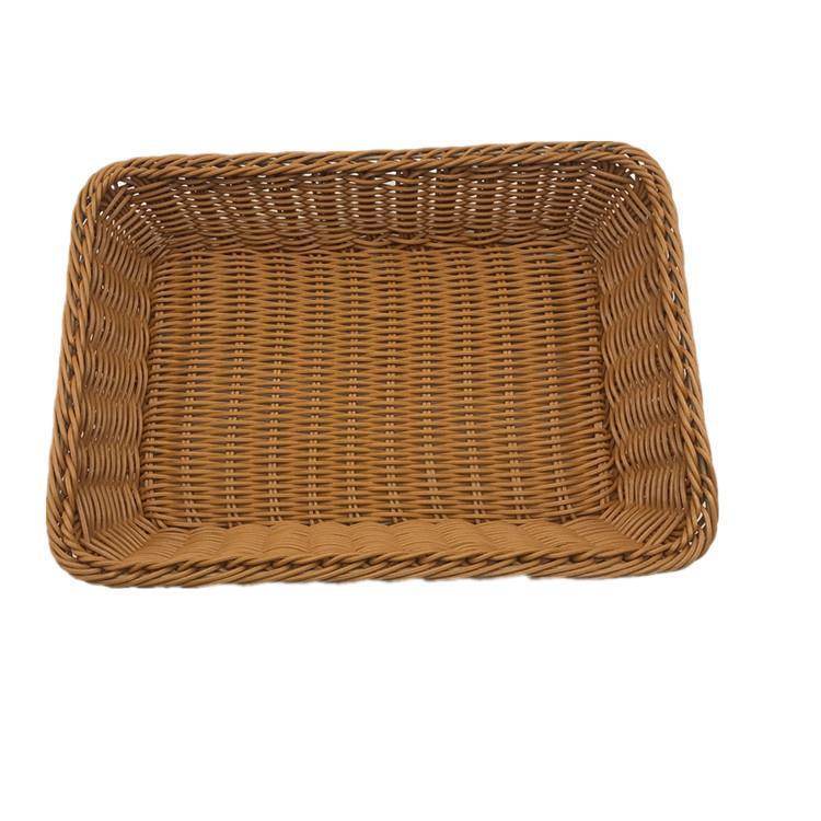 Rattan Storage Basket Plastic Woven Fruit Basket Home Storage Organizing Basket - Mubimart