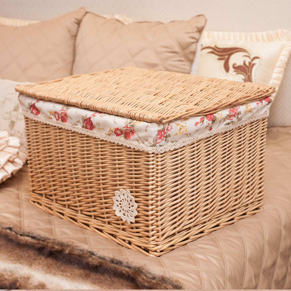 Rattan Wicker Storage Basket With Lid - Mubimart -  