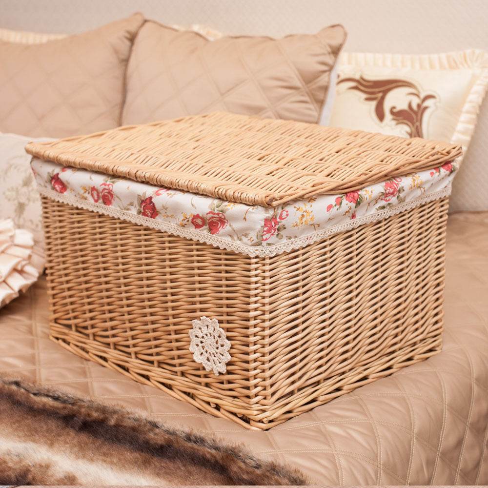 Rattan Wicker Storage Basket With Lid - Mubimart