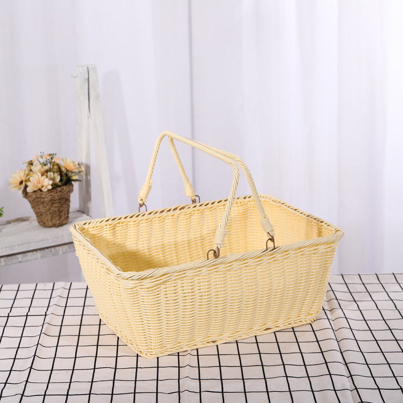 Rattan-like Wicker Straw Woven Bag Shopping Basket - Mubimart -  