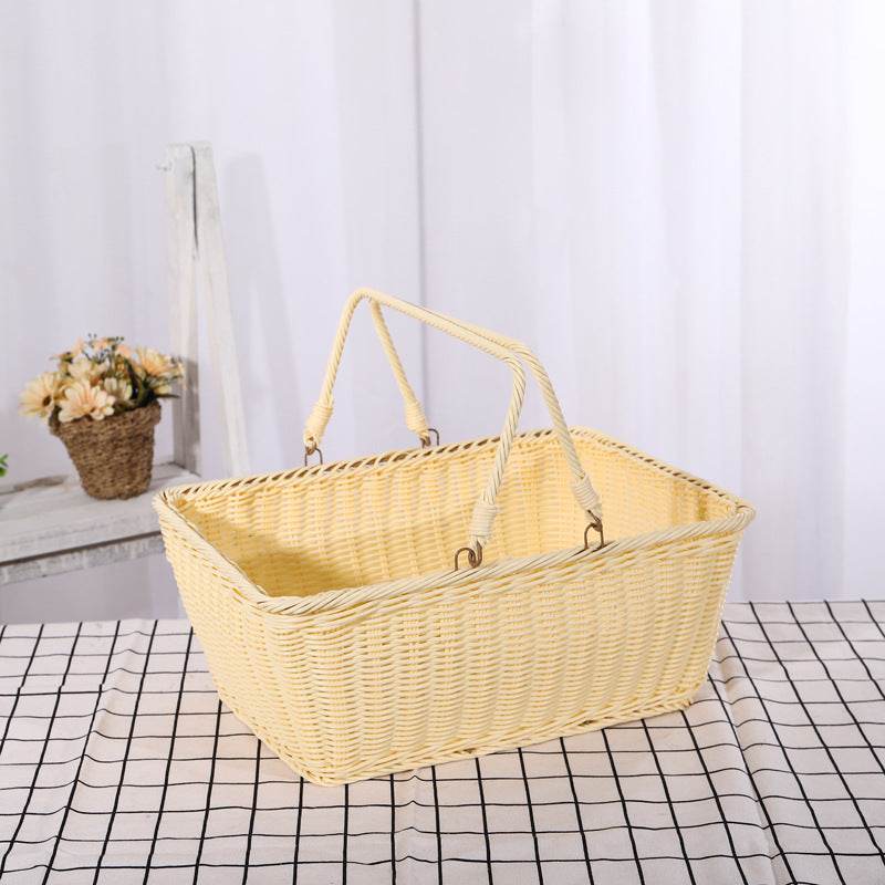 Rattan-like Wicker Straw Woven Bag Shopping Basket - Mubimart