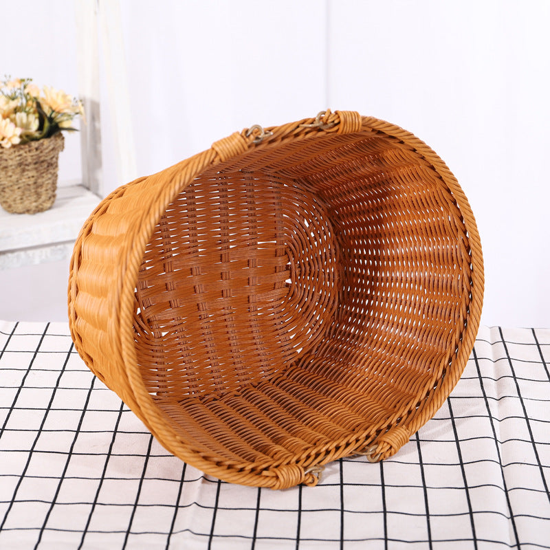 Rattan-like Wicker Straw Woven Bag Shopping Basket - Mubimart -  