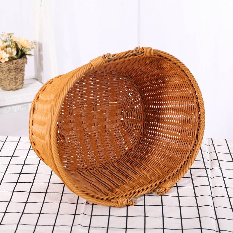 Rattan-like Wicker Straw Woven Bag Shopping Basket - Mubimart