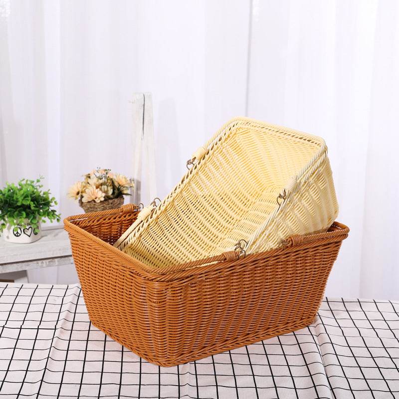Rattan-like Wicker Straw Woven Bag Shopping Basket - Mubimart
