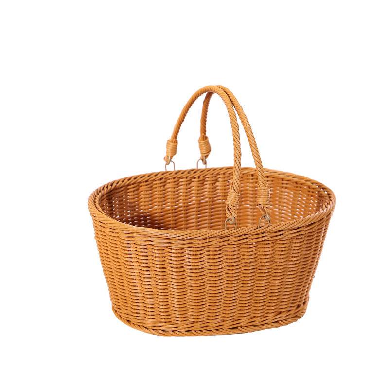 Rattan-like Wicker Straw Woven Bag Shopping Basket - Mubimart
