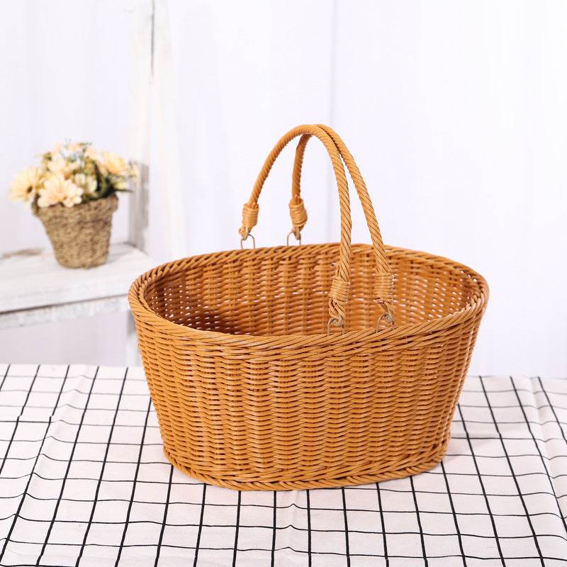 Rattan-like Wicker Straw Woven Bag Shopping Basket - Mubimart