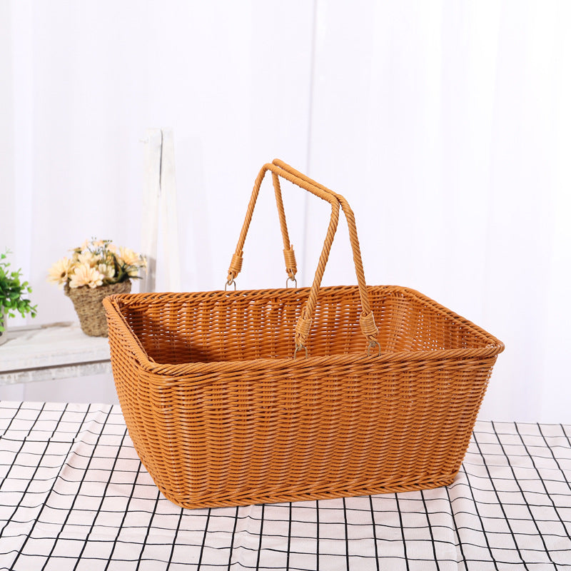 Rattan-like Wicker Straw Woven Bag Shopping Basket - Mubimart - Wicker basket 