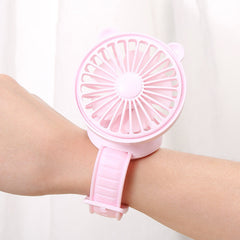 Rechargeable Watch Fan Student Desktop Bear Watch Fan Handheld Mini Fan - Mubimart - Personal fans 