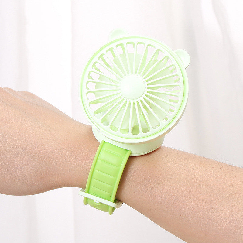 Rechargeable Watch Fan Student Desktop Bear Watch Fan Handheld Mini Fan - Mubimart -  