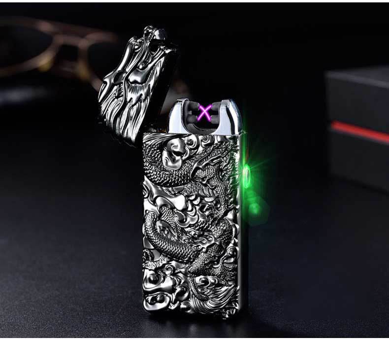 Rechargeable lighter creative metal windproof cigarette lighter - Mubimart