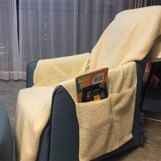 Recliner Cover Sofa Chair Seat Cover Cashmere Soft Relaxing with Armrest Pockets Storage Bag Machine Wash Home Sofa Cover - Mubimart