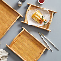 Rectangular Bamboo Tray Dim Sum Snack Bread Wooden Tray Tea Tray - Mubimart -  