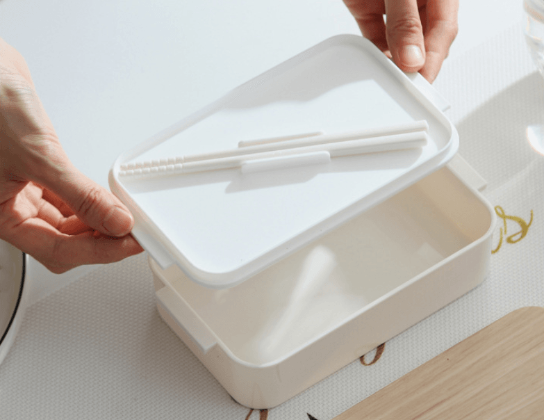 Rectangular wooden lunch box student lunch box - Mubimart