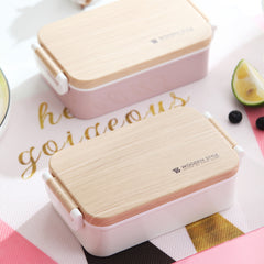 Rectangular wooden lunch box student lunch box - Mubimart - Lunchbox 