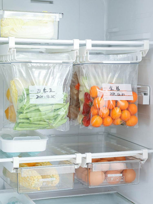 Refrigerator Fresh-keeping Drawer Type Kitchen Food Sealing Bag Track Storage Hanger - Mubimart