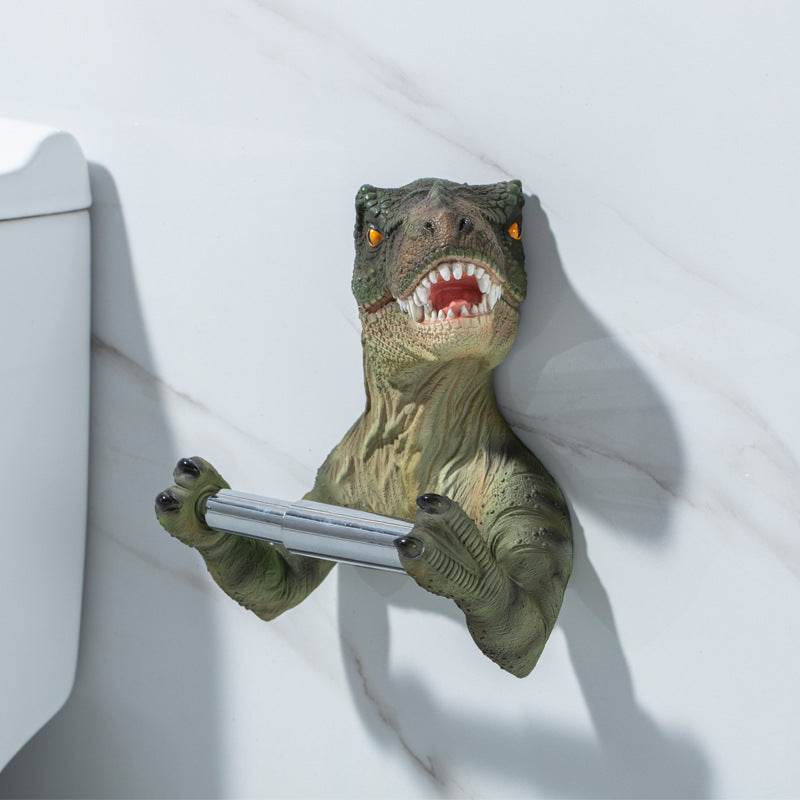 Resin Dinosaur Tissue Holder Box Toilet Waterproof Tissue Holder Toilet Modern Paper Towel Holder Punch-free Bathroom Accessory - Mubimart
