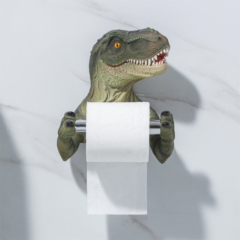 Resin Dinosaur Tissue Holder Box Toilet Waterproof Tissue Holder Toilet Modern Paper Towel Holder Punch-free Bathroom Accessory - Mubimart - Hand Towel Holder 