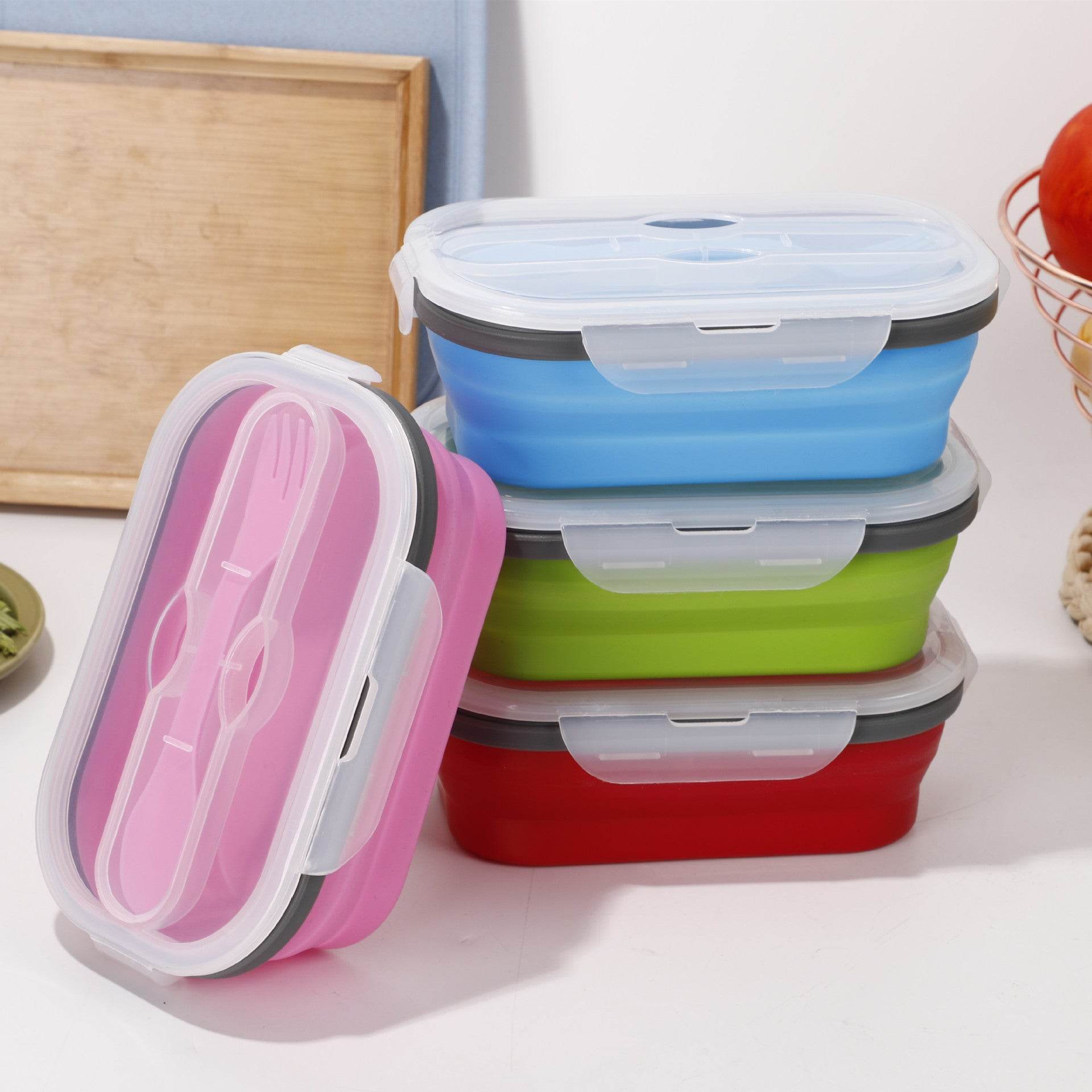 Retractable folding lunch box bento box - Mubimart