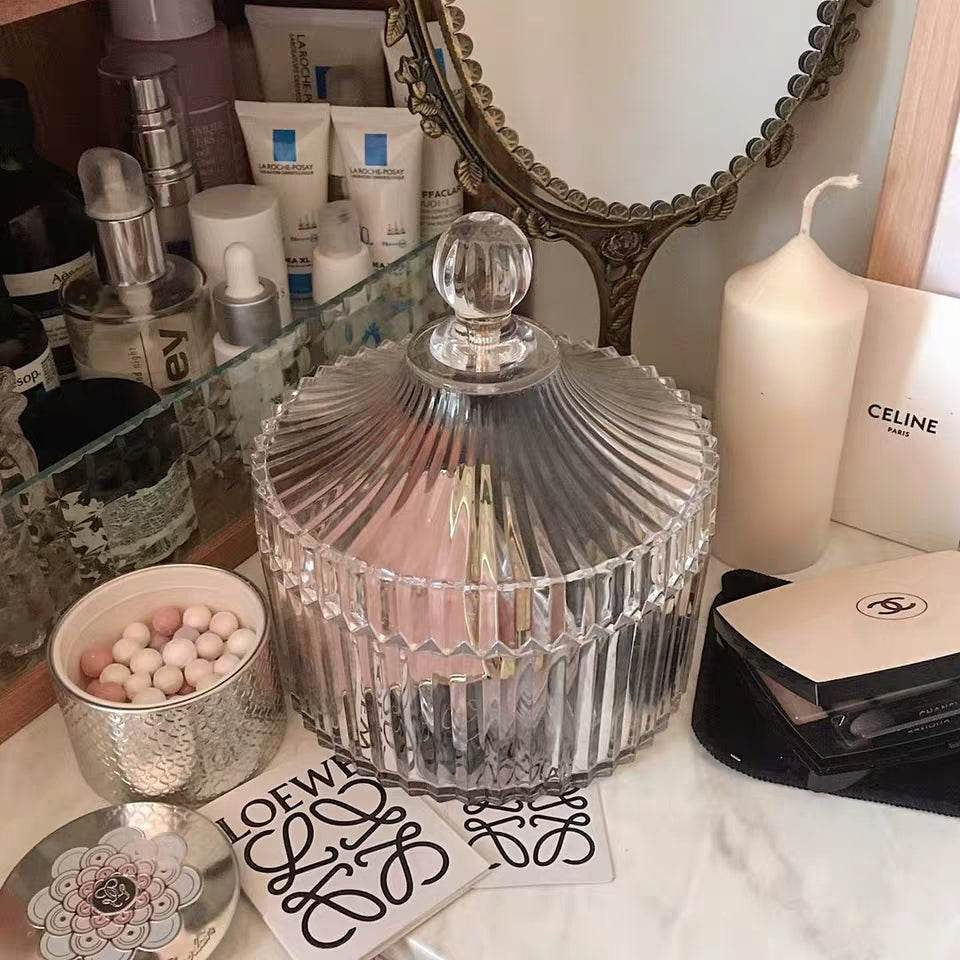 Retro Glass Sugar Jar Storage Jar Cotton Swab Jar - Mubimart