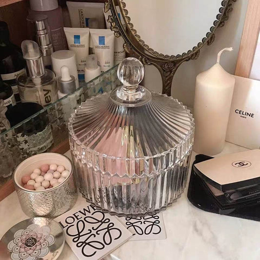 Retro Glass Sugar Jar Storage Jar Cotton Swab Jar - Mubimart